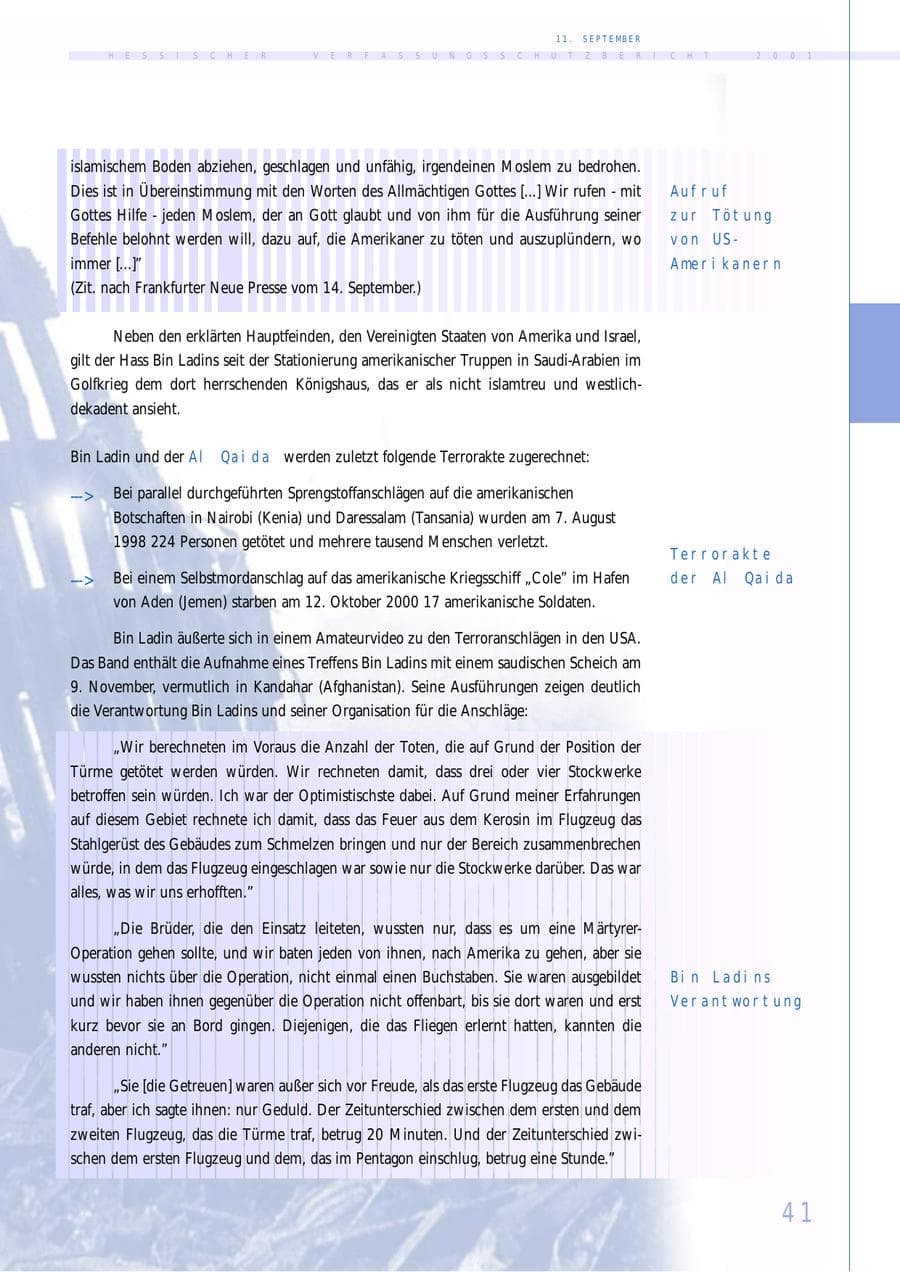 Seite 41 des Verfassungsschutzbericht 2001 Hessen