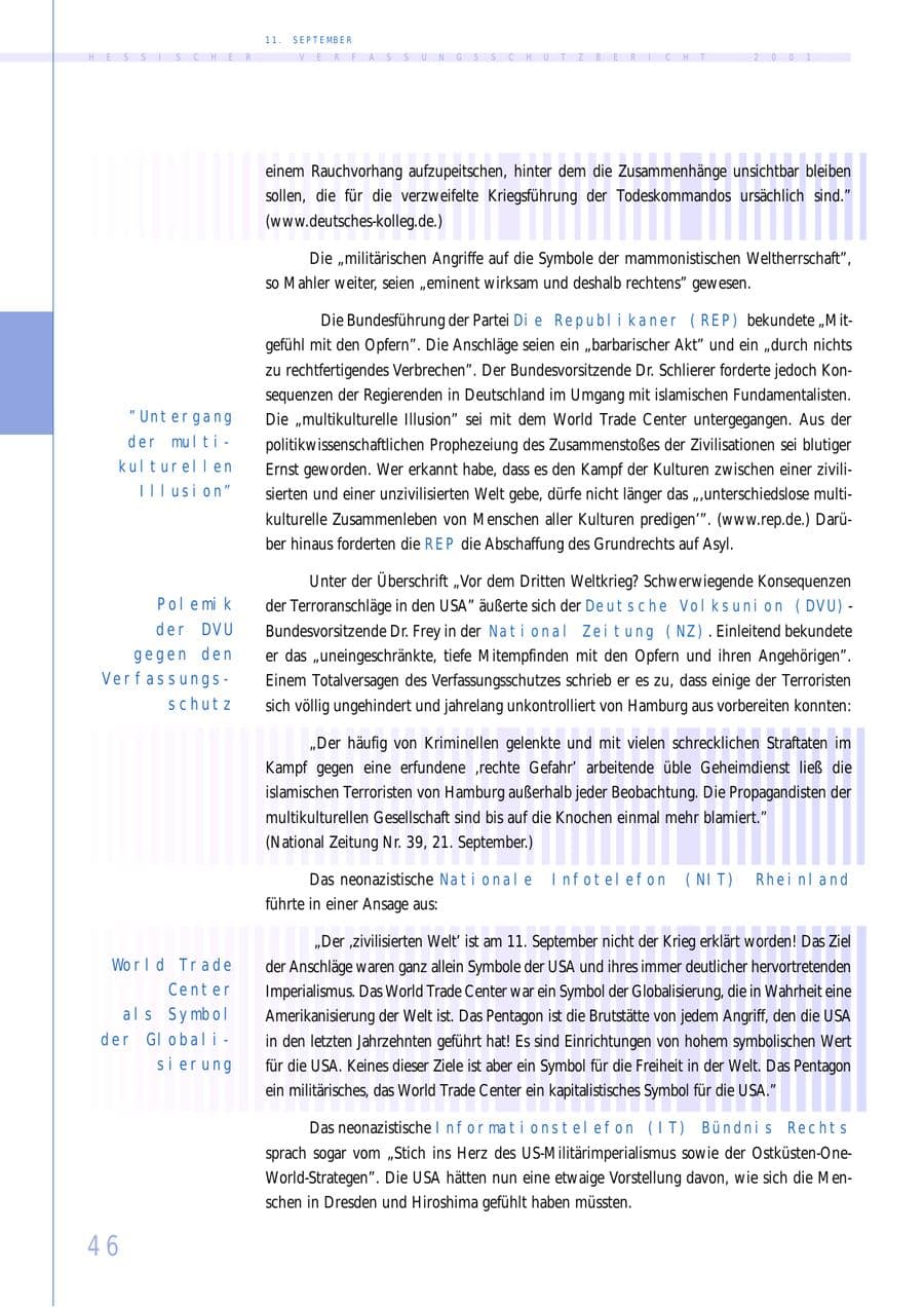 Seite 46 des Verfassungsschutzbericht 2001 Hessen