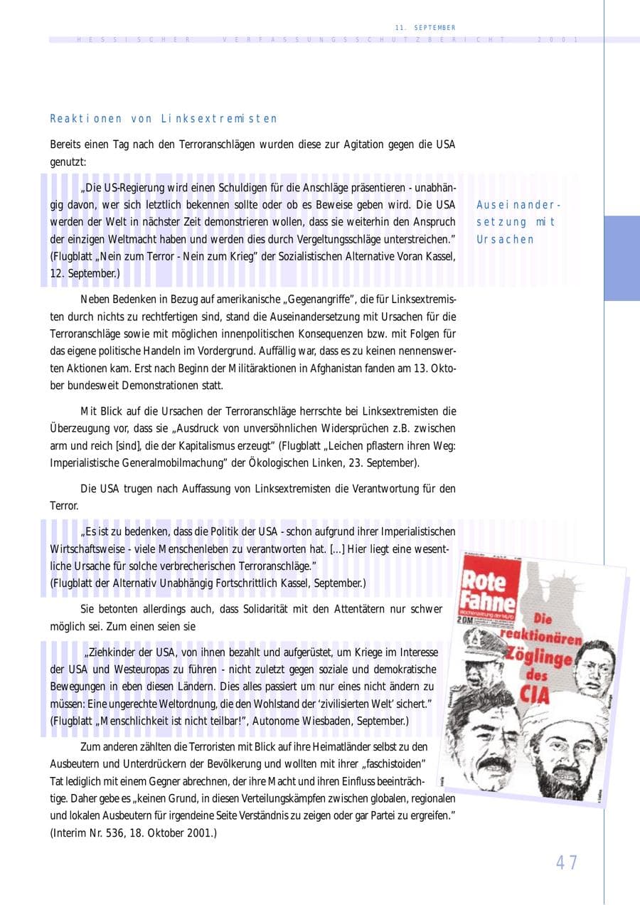 Seite 47 des Verfassungsschutzbericht 2001 Hessen