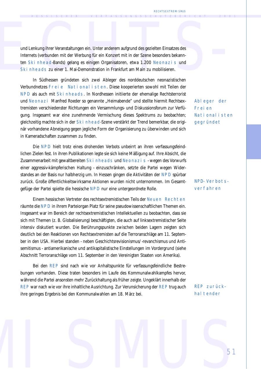 Seite 51 des Verfassungsschutzbericht 2001 Hessen