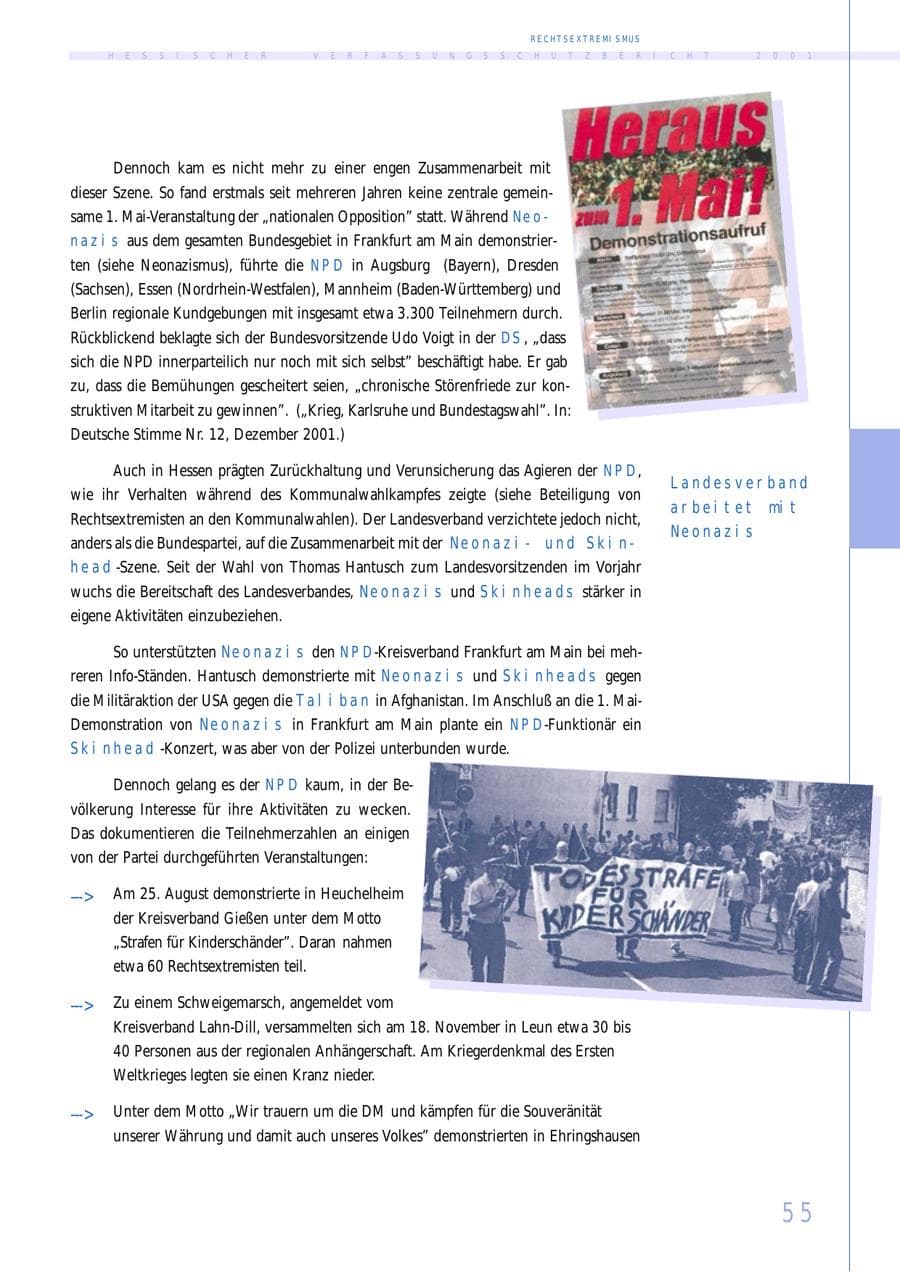 Seite 55 des Verfassungsschutzbericht 2001 Hessen