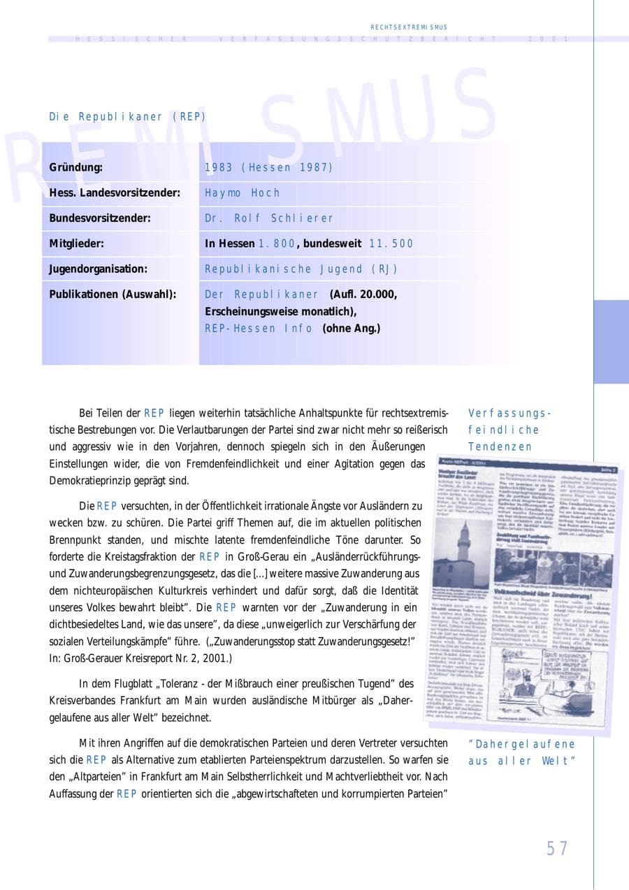 Seite 57 des Verfassungsschutzbericht 2001 Hessen