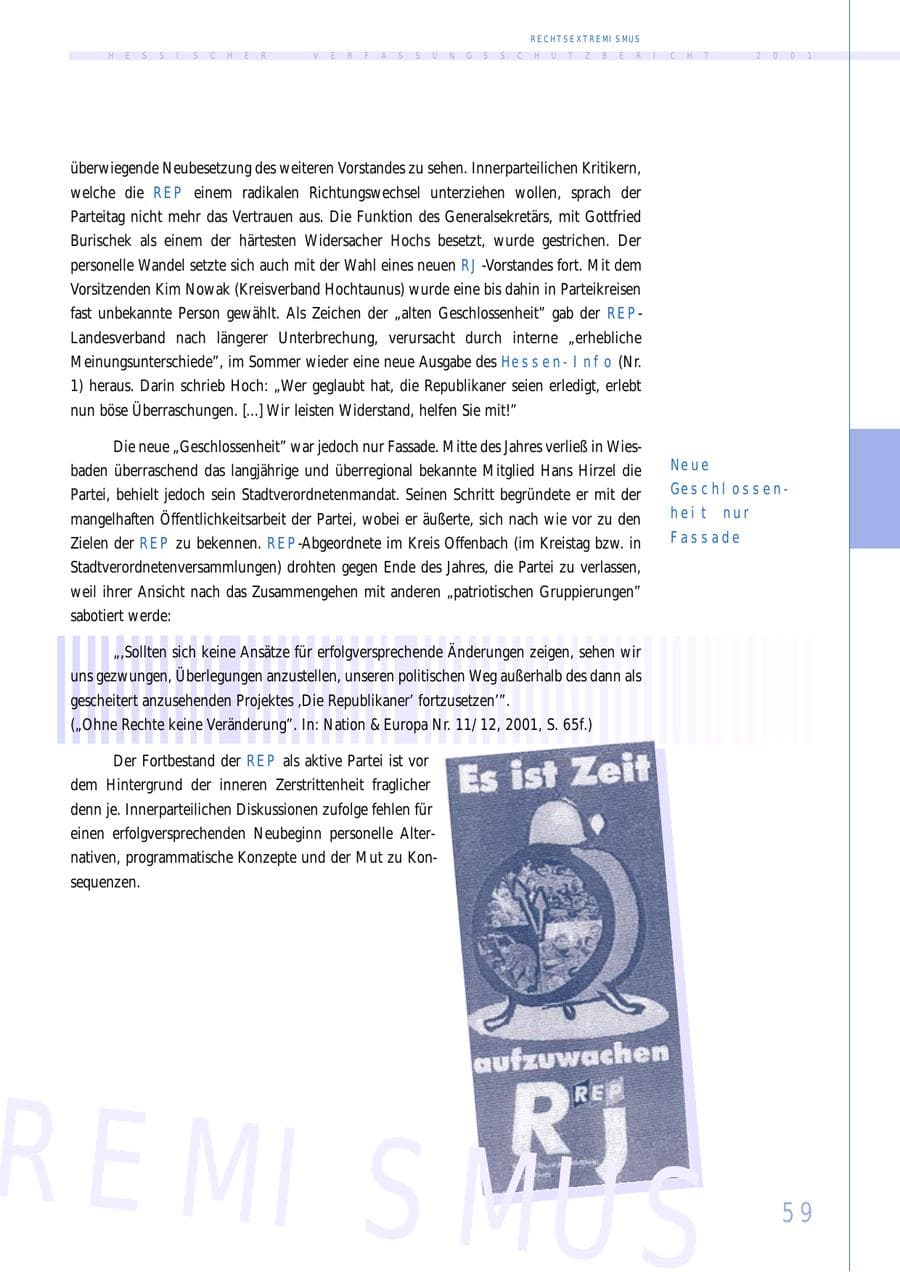 Seite 59 des Verfassungsschutzbericht 2001 Hessen