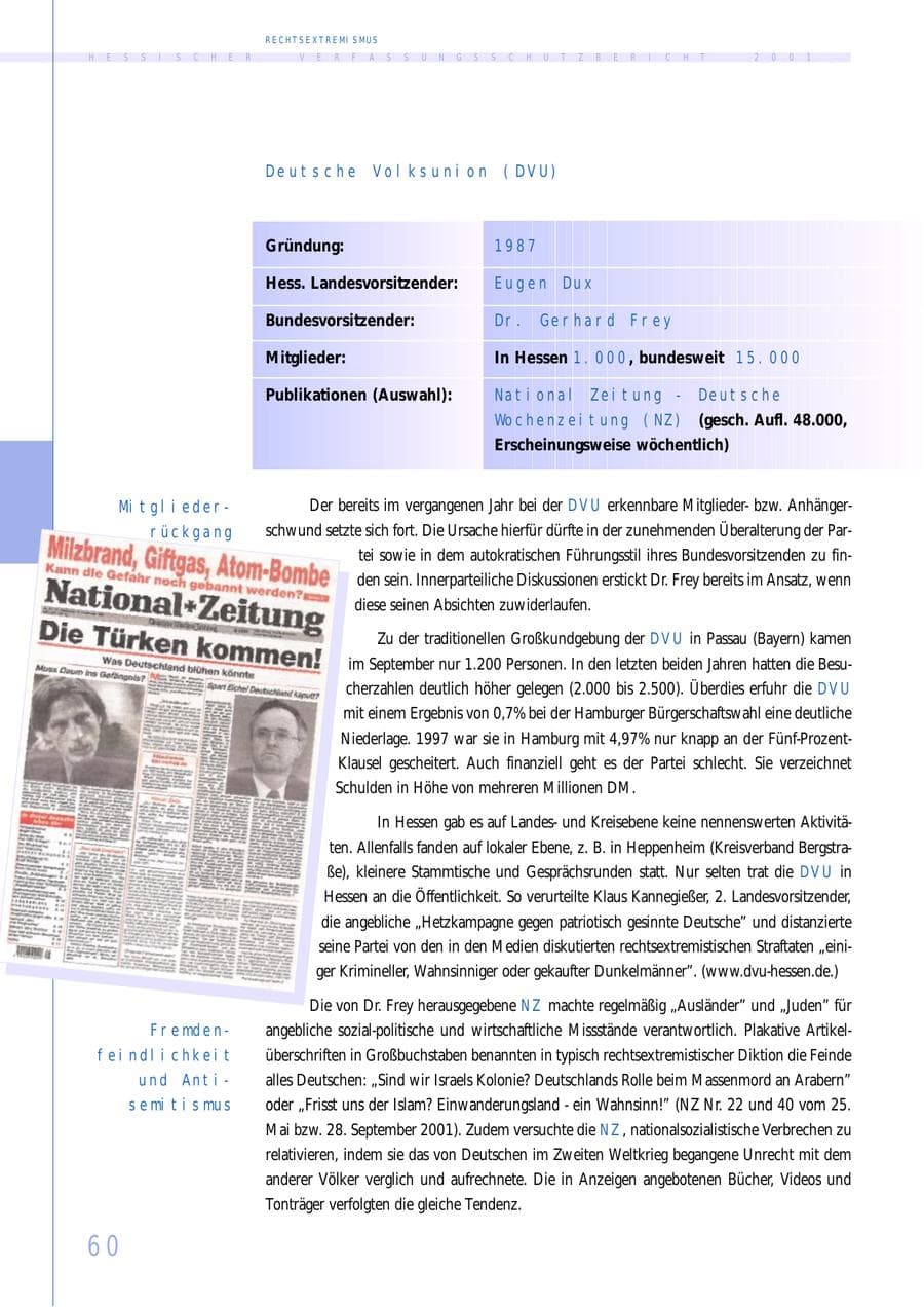 Seite 60 des Verfassungsschutzbericht 2001 Hessen