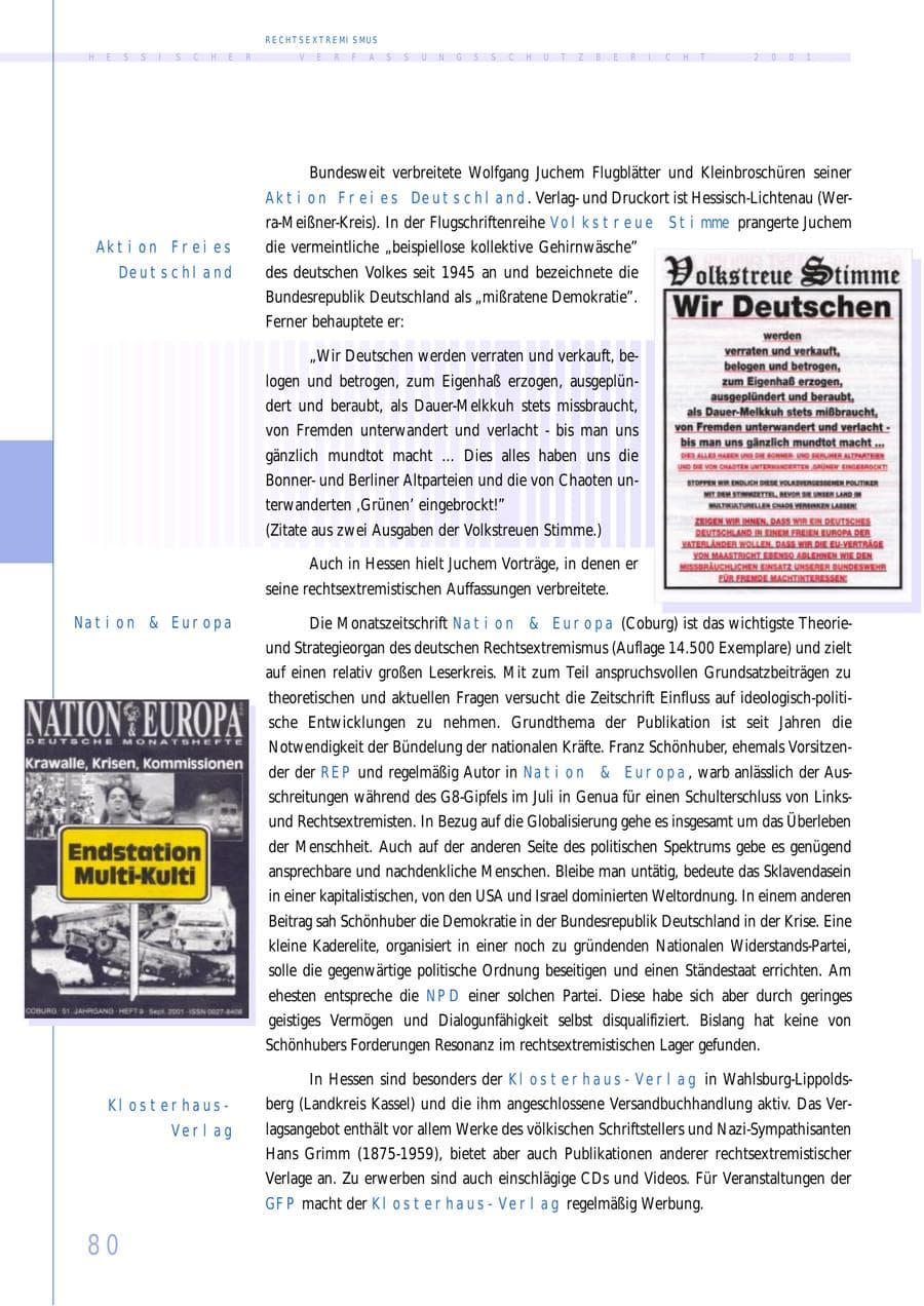 Seite 80 des Verfassungsschutzbericht 2001 Hessen