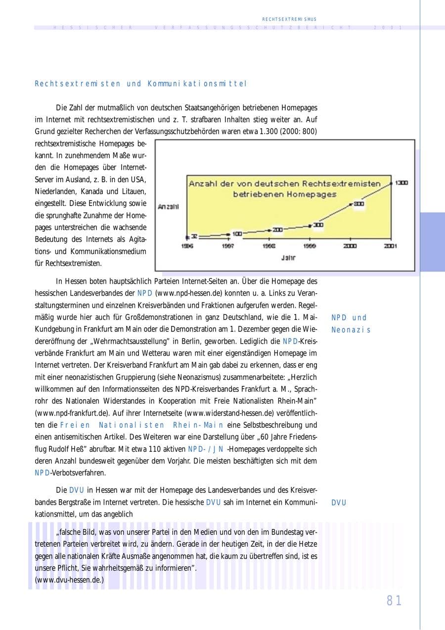 Seite 81 des Verfassungsschutzbericht 2001 Hessen