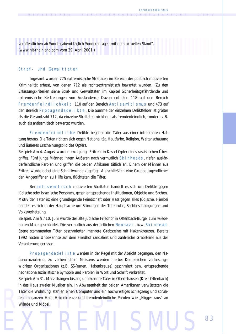 Seite 83 des Verfassungsschutzbericht 2001 Hessen