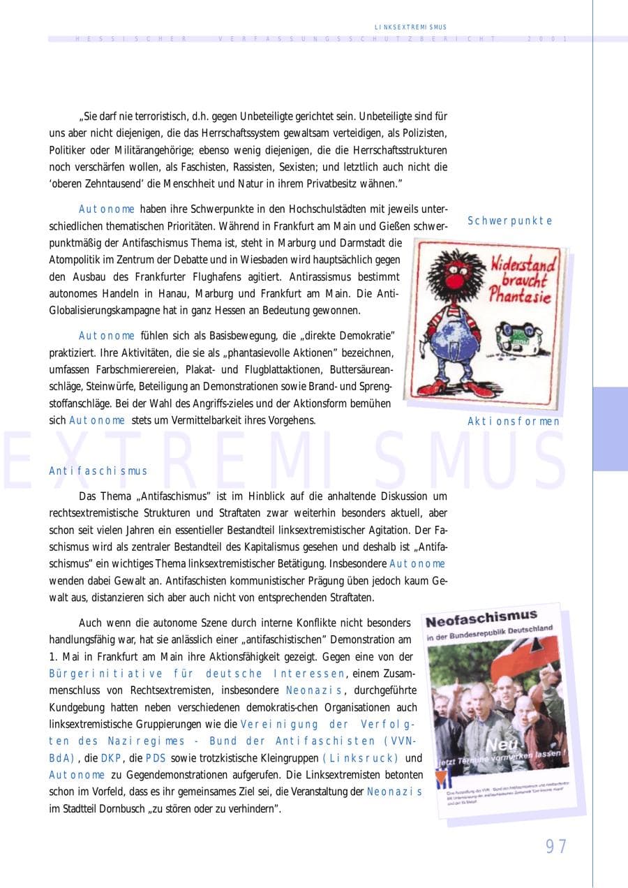 Seite 97 des Verfassungsschutzbericht 2001 Hessen