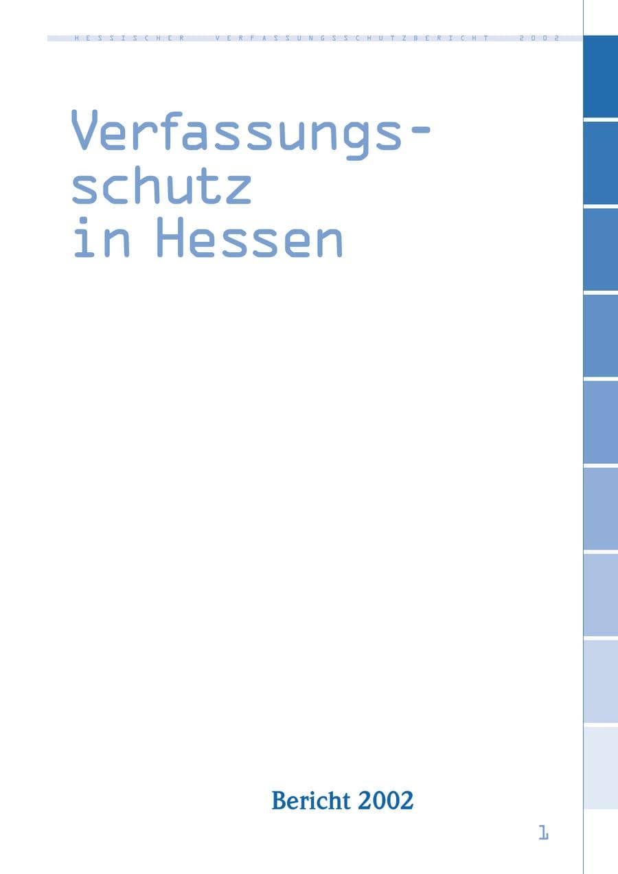 Seite 1 des Verfassungsschutzbericht 2002 Hessen