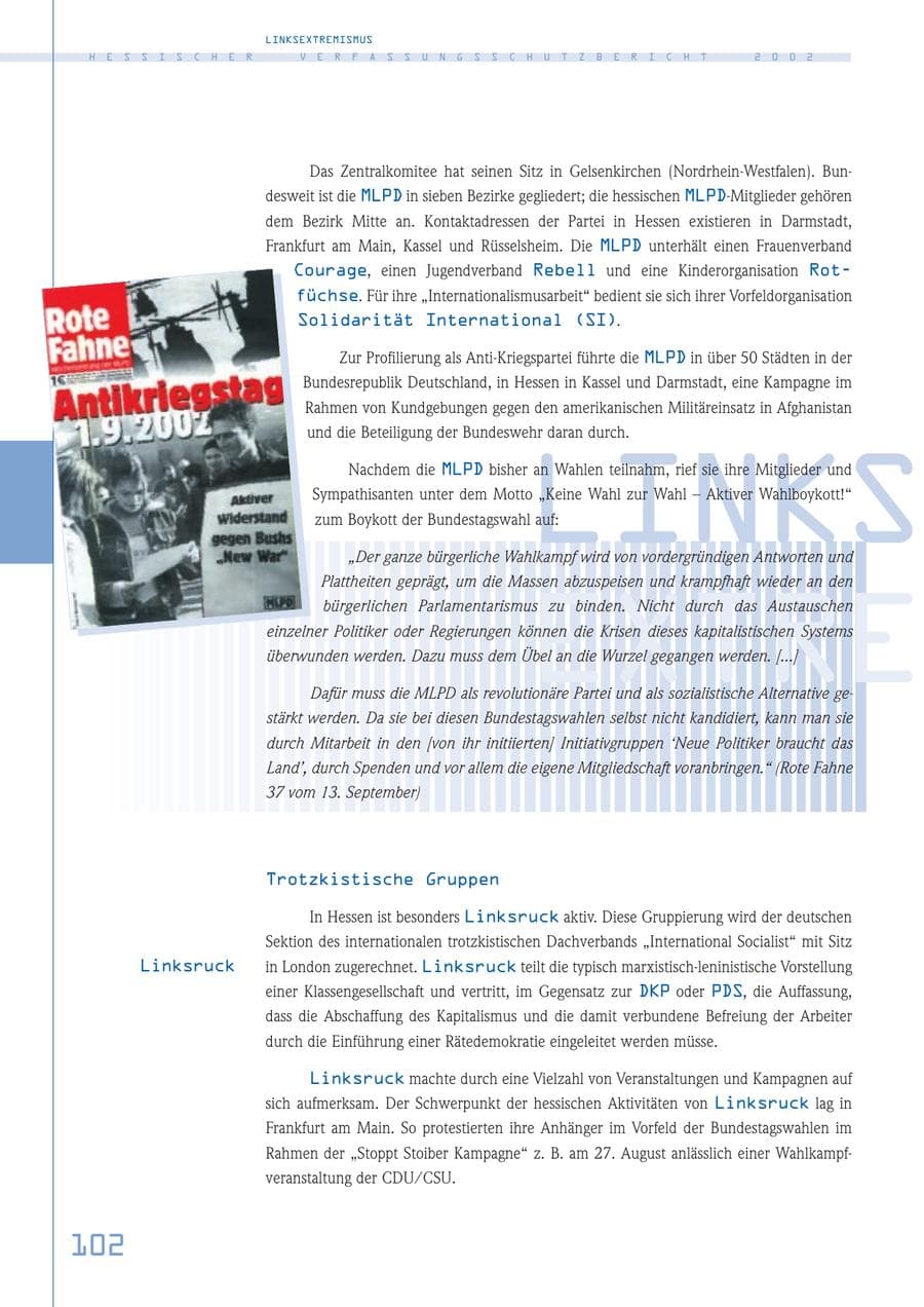 Seite 102 des Verfassungsschutzbericht 2002 Hessen