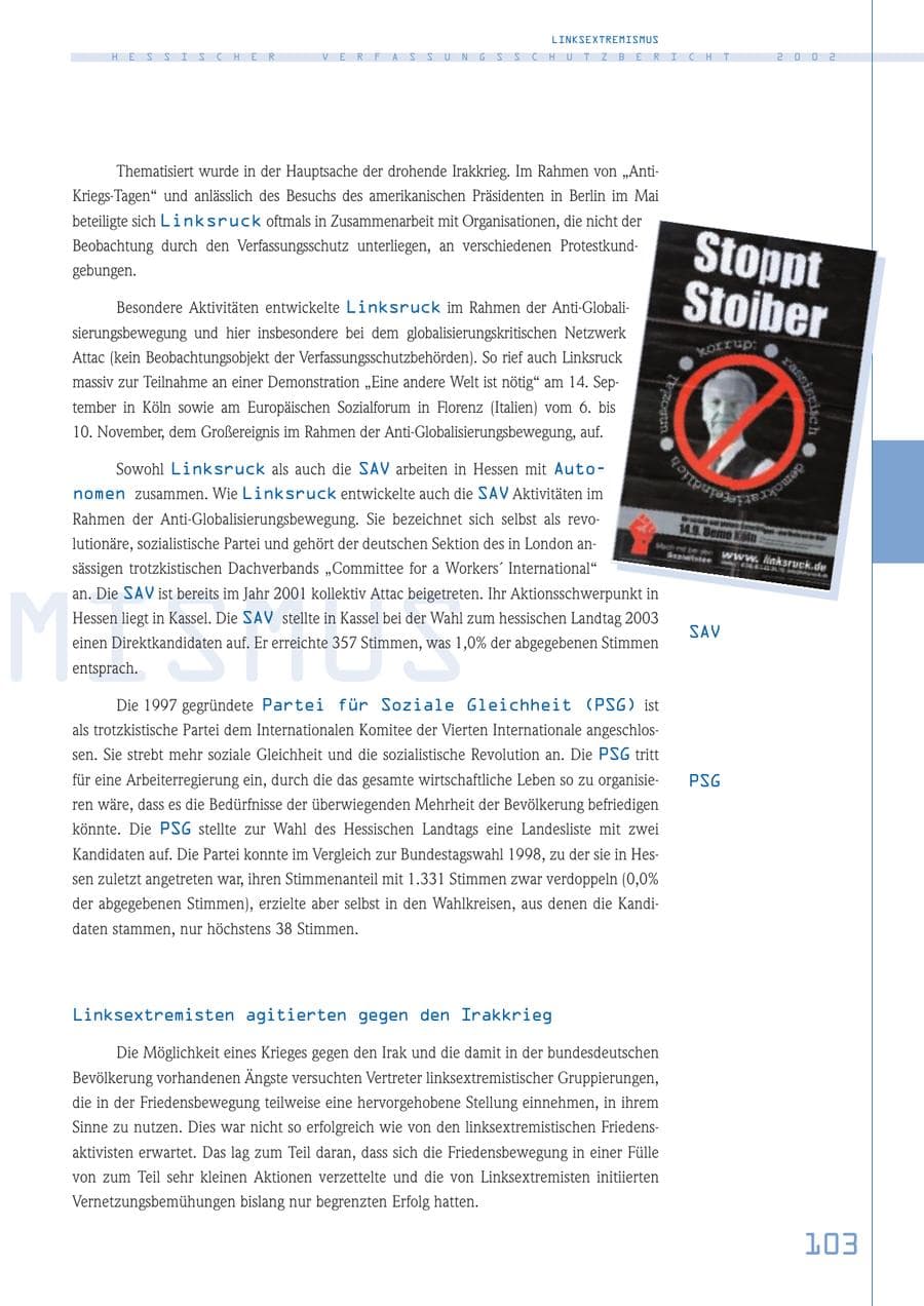 Seite 103 des Verfassungsschutzbericht 2002 Hessen