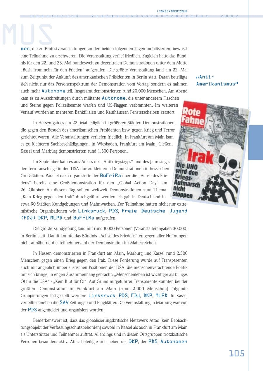 Seite 105 des Verfassungsschutzbericht 2002 Hessen