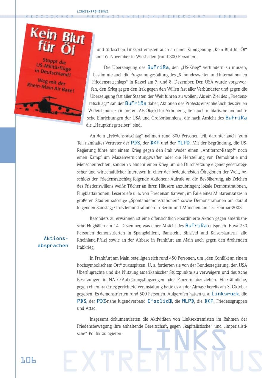 Seite 106 des Verfassungsschutzbericht 2002 Hessen