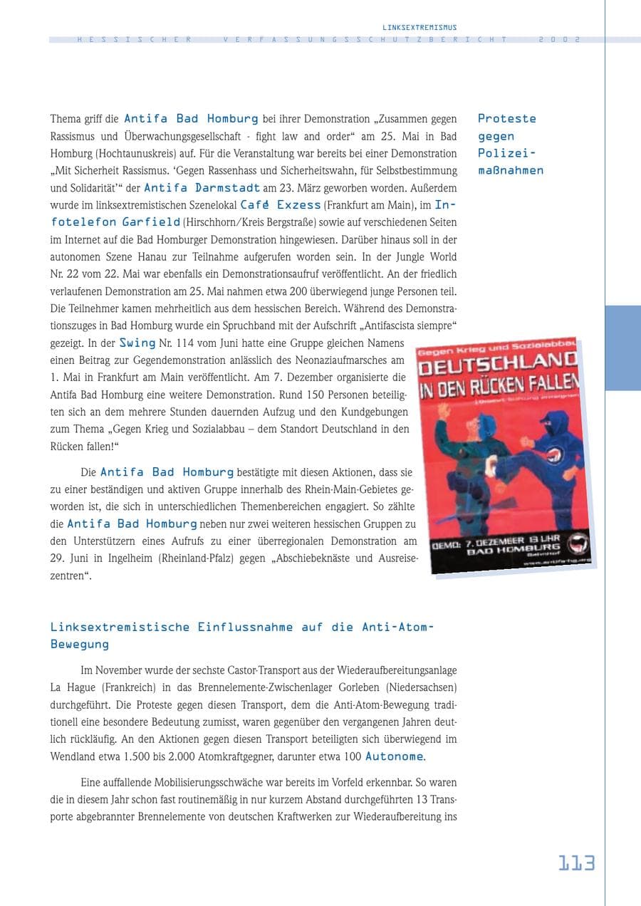 Seite 113 des Verfassungsschutzbericht 2002 Hessen