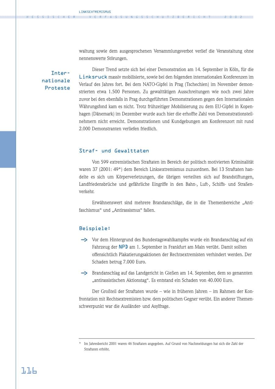 Seite 116 des Verfassungsschutzbericht 2002 Hessen