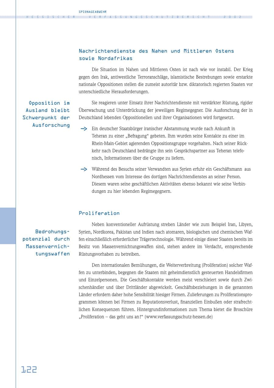 Seite 122 des Verfassungsschutzbericht 2002 Hessen