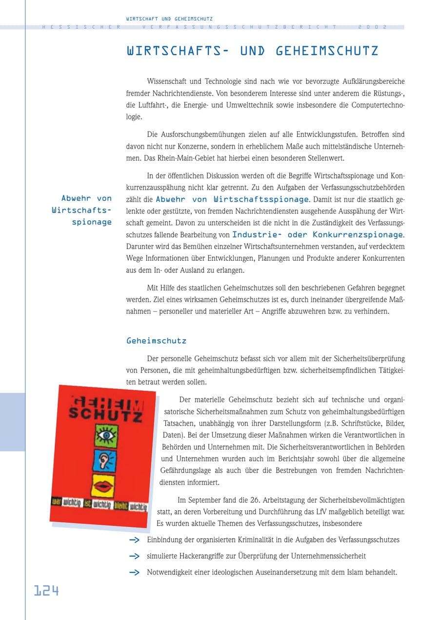 Seite 124 des Verfassungsschutzbericht 2002 Hessen