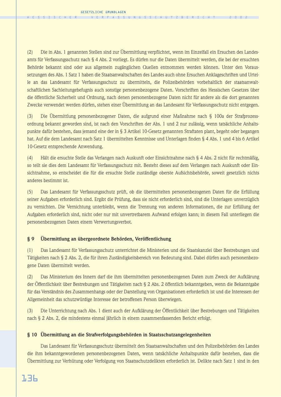 Seite 136 des Verfassungsschutzbericht 2002 Hessen