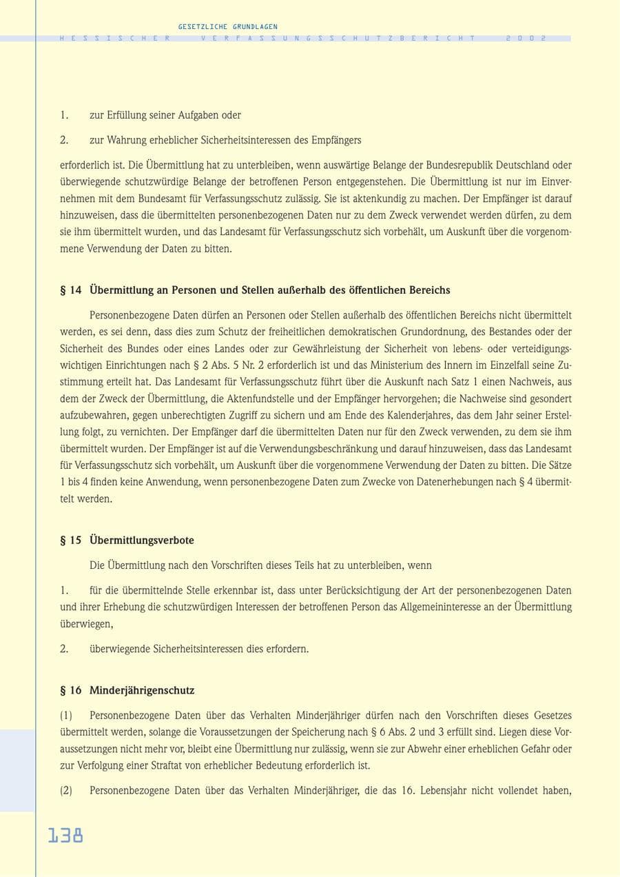 Seite 138 des Verfassungsschutzbericht 2002 Hessen
