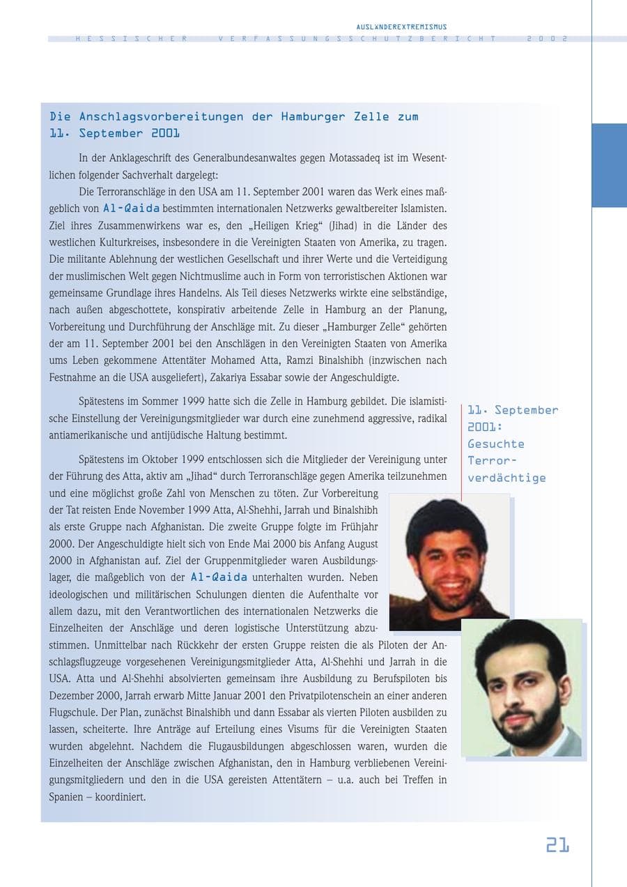 Seite 21 des Verfassungsschutzbericht 2002 Hessen
