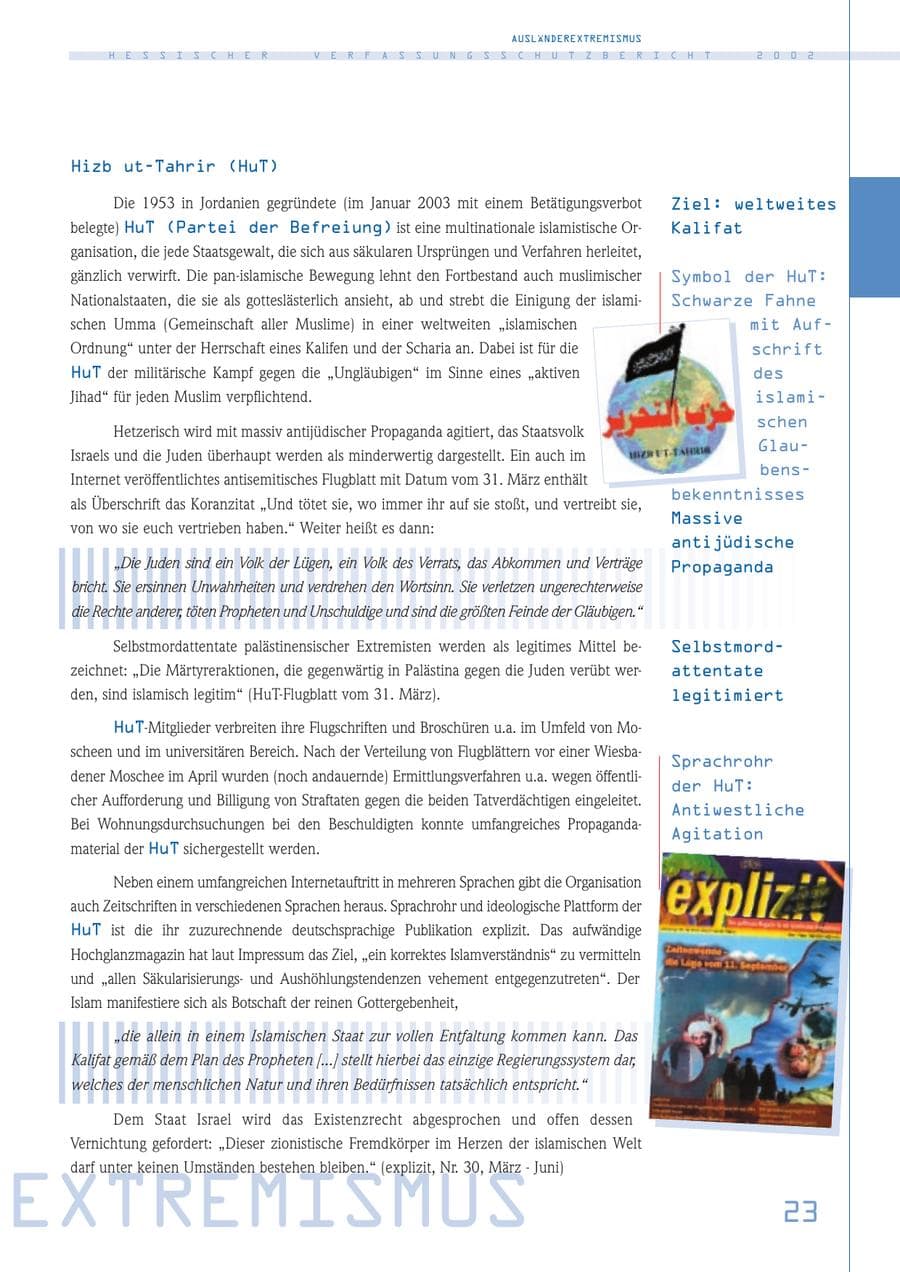 Seite 23 des Verfassungsschutzbericht 2002 Hessen