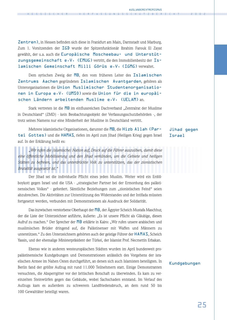 Seite 25 des Verfassungsschutzbericht 2002 Hessen