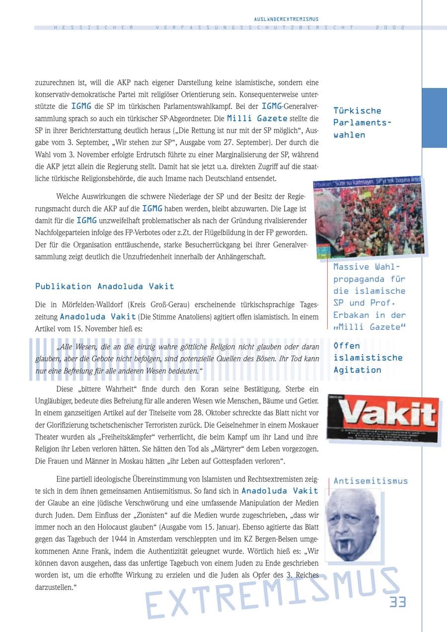 Seite 33 des Verfassungsschutzbericht 2002 Hessen