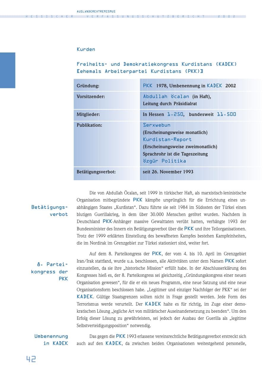 Seite 42 des Verfassungsschutzbericht 2002 Hessen