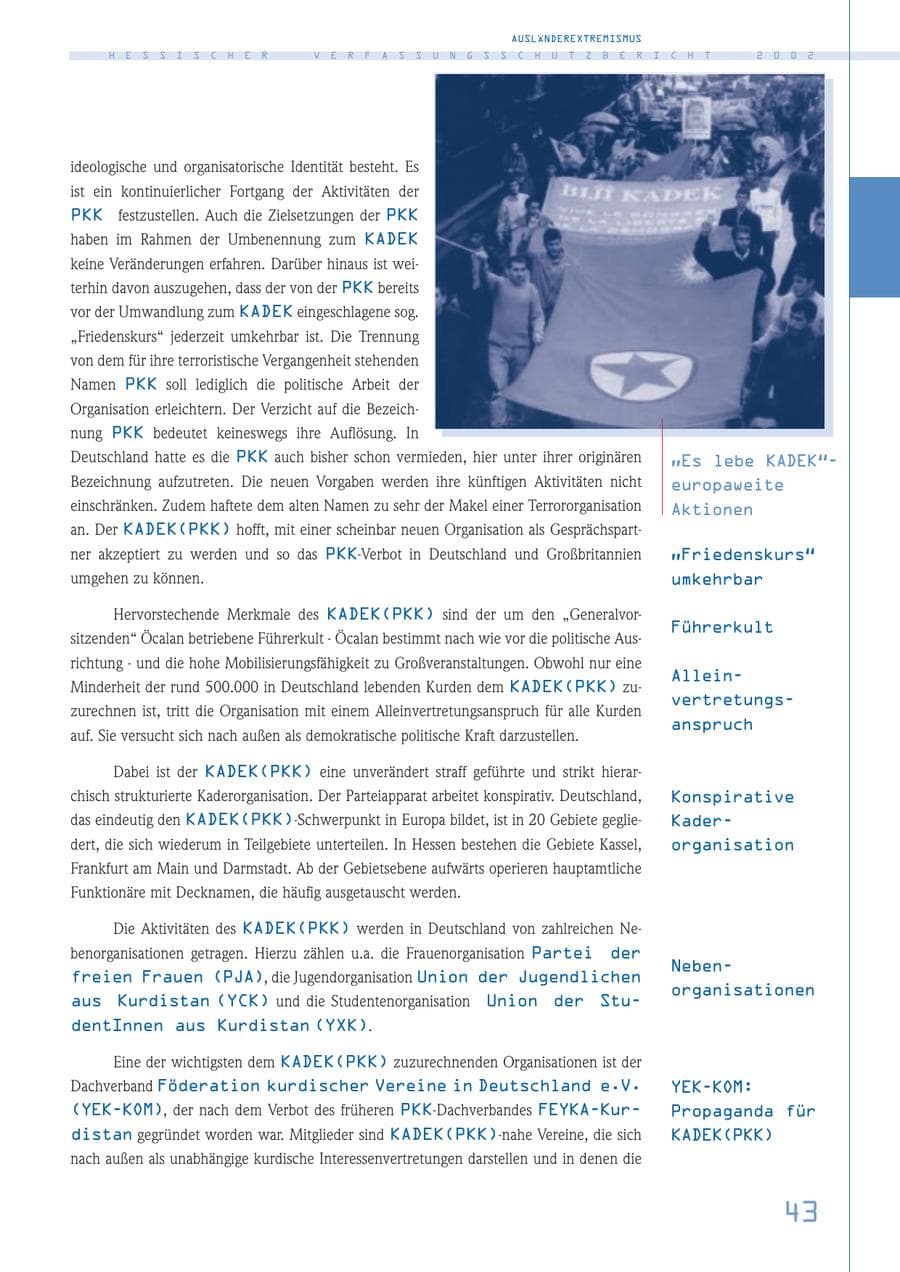 Seite 43 des Verfassungsschutzbericht 2002 Hessen