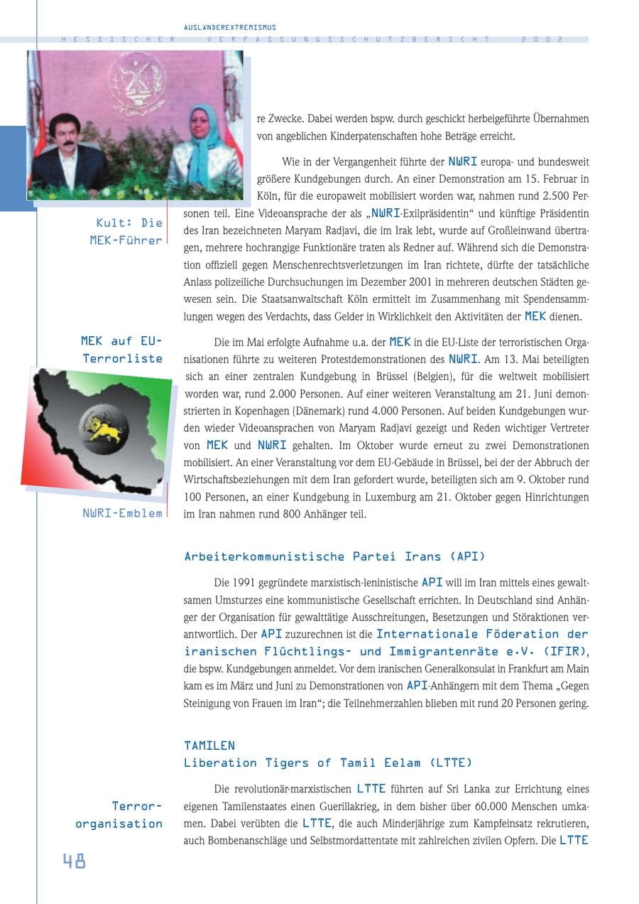Seite 48 des Verfassungsschutzbericht 2002 Hessen