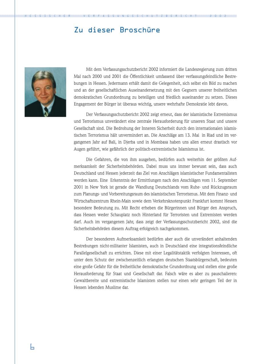 Seite 6 des Verfassungsschutzbericht 2002 Hessen
