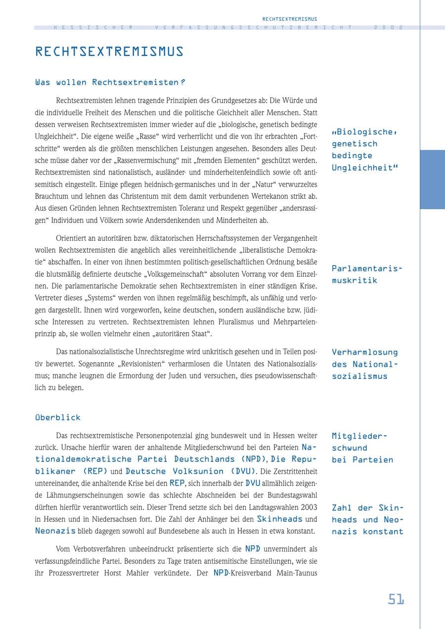 Seite 51 des Verfassungsschutzbericht 2002 Hessen