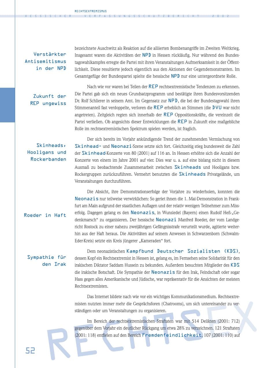 Seite 52 des Verfassungsschutzbericht 2002 Hessen