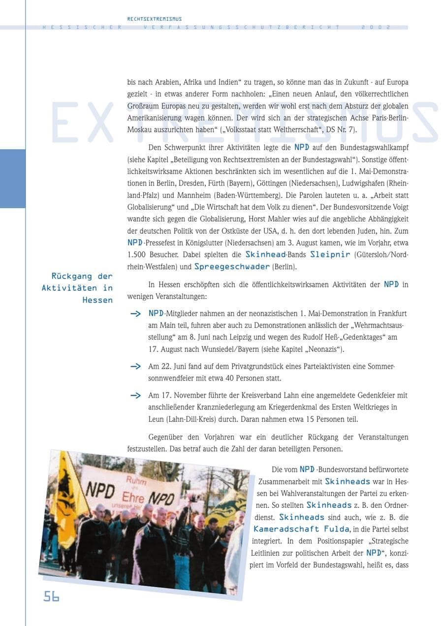 Seite 56 des Verfassungsschutzbericht 2002 Hessen