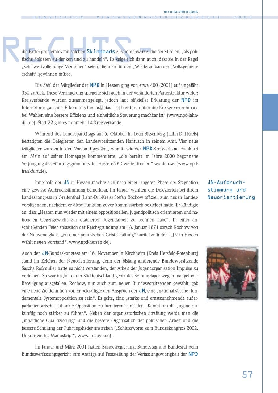 Seite 57 des Verfassungsschutzbericht 2002 Hessen