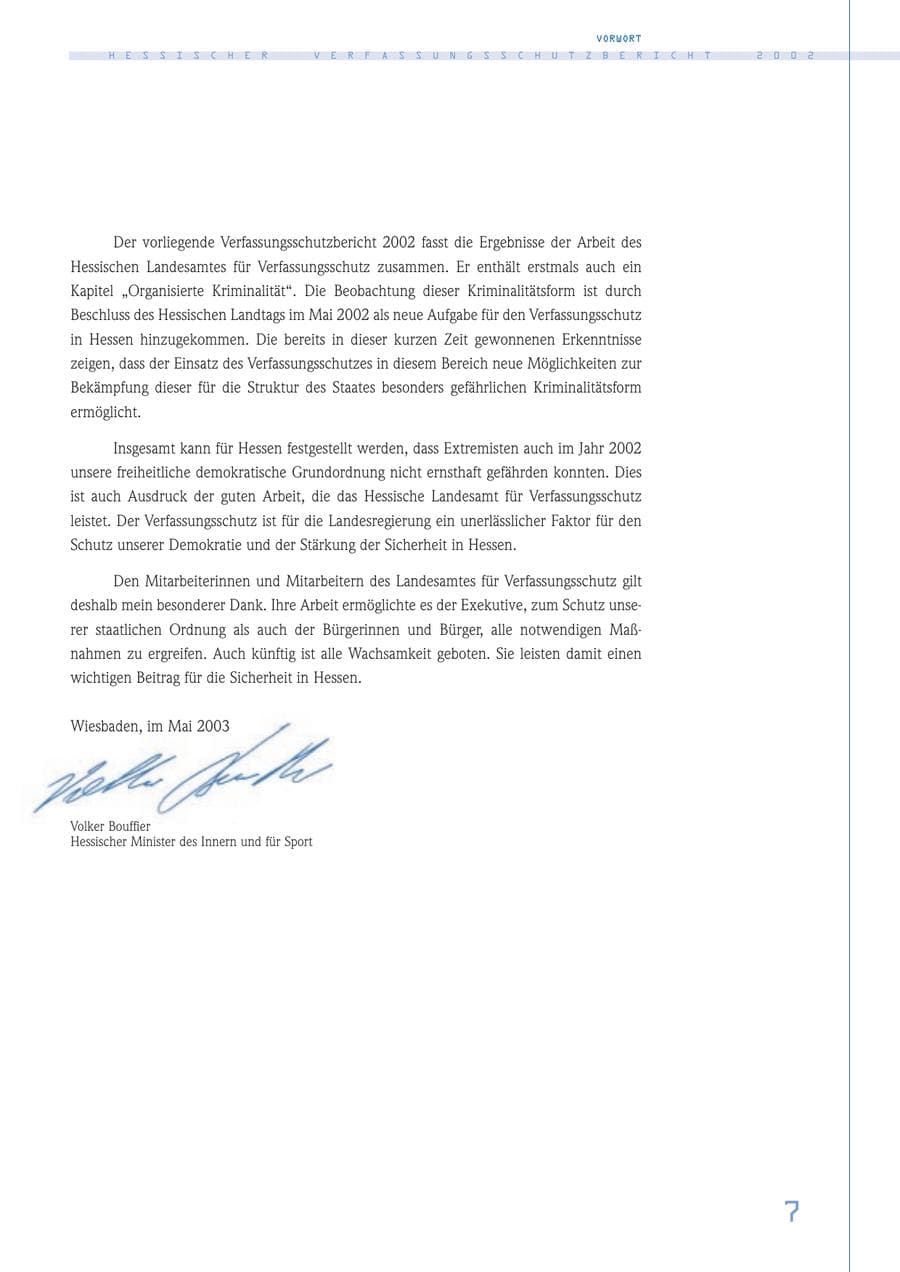 Seite 7 des Verfassungsschutzbericht 2002 Hessen