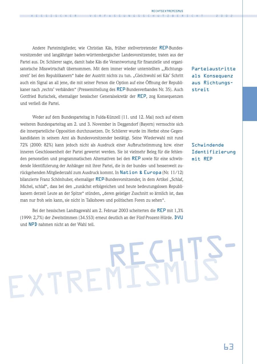 Seite 63 des Verfassungsschutzbericht 2002 Hessen