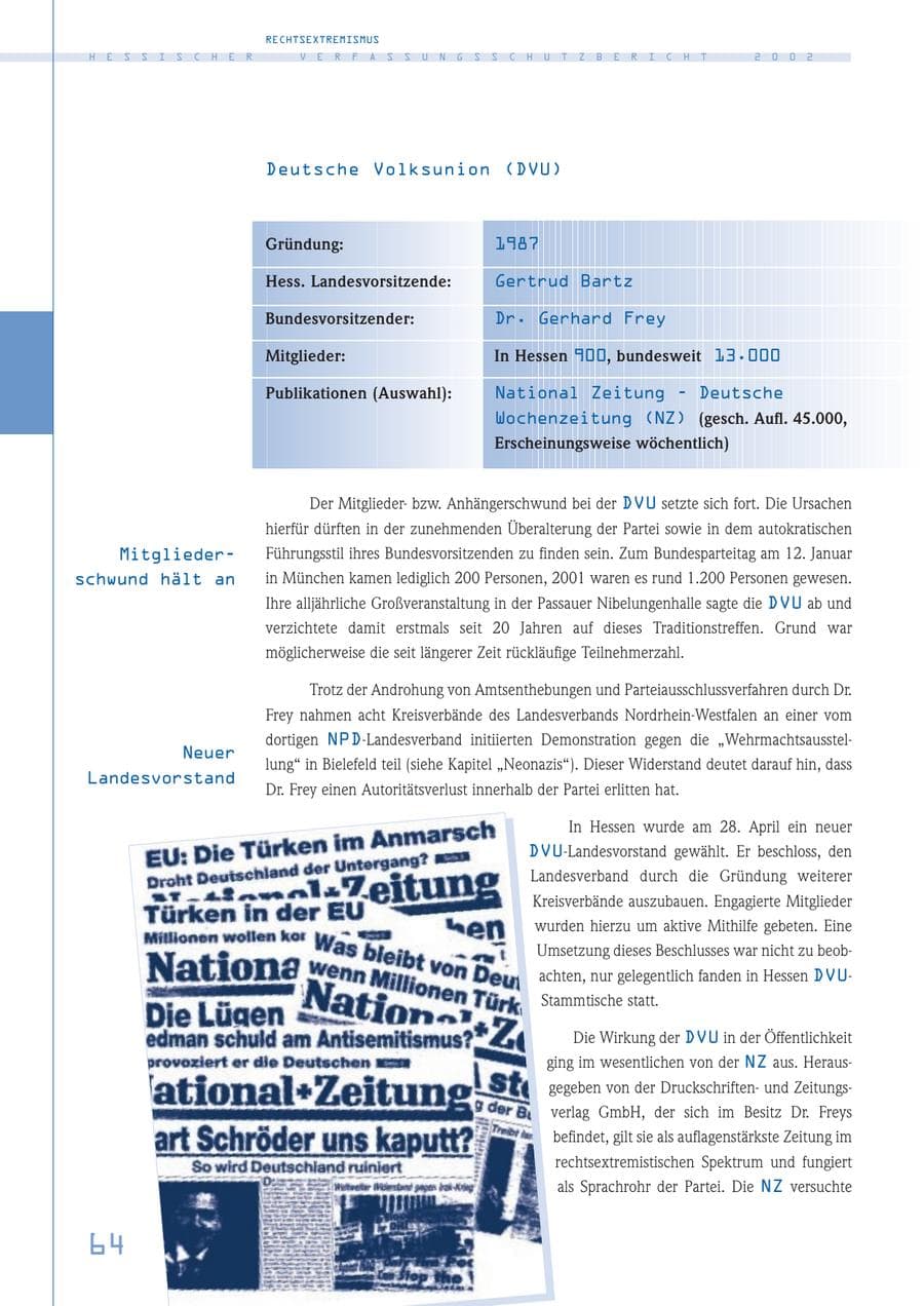 Seite 64 des Verfassungsschutzbericht 2002 Hessen