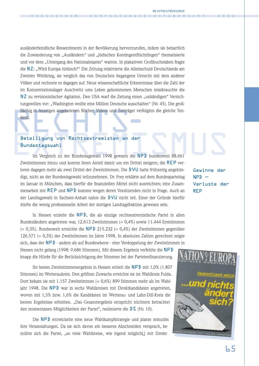 Seite 65 des Verfassungsschutzbericht 2002 Hessen
