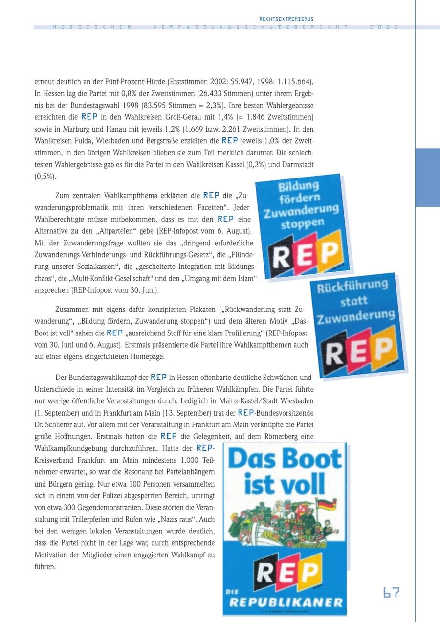 Seite 67 des Verfassungsschutzbericht 2002 Hessen