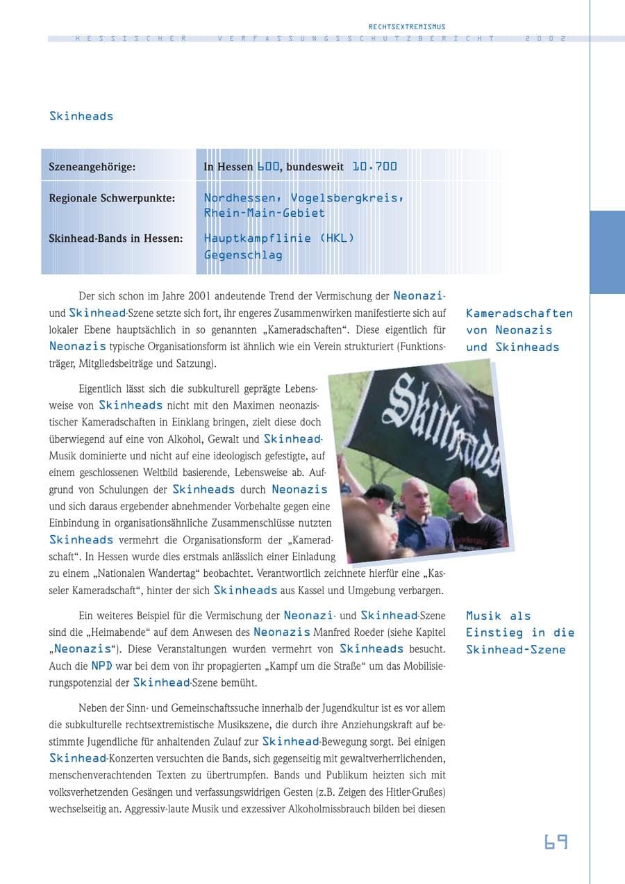 Seite 69 des Verfassungsschutzbericht 2002 Hessen