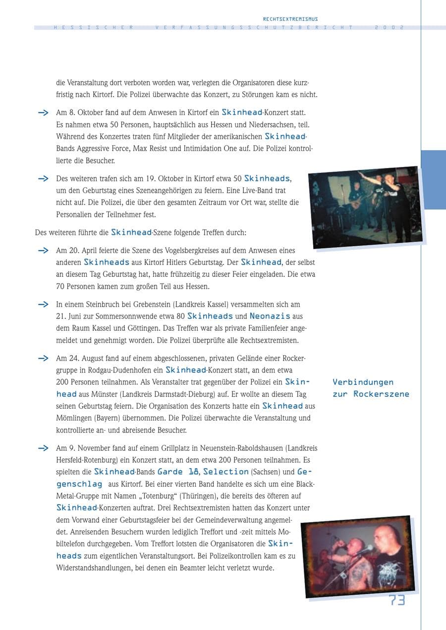 Seite 73 des Verfassungsschutzbericht 2002 Hessen