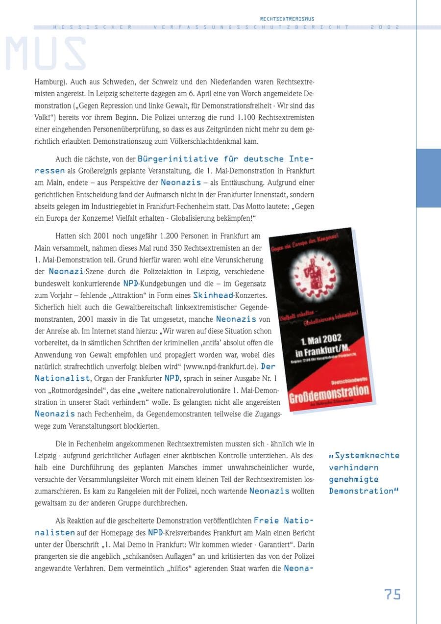 Seite 75 des Verfassungsschutzbericht 2002 Hessen