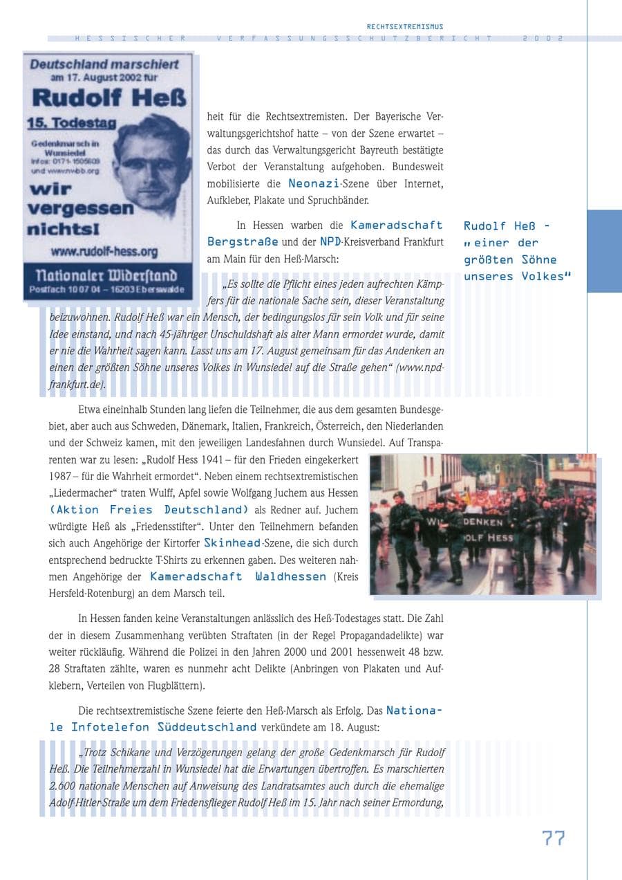 Seite 77 des Verfassungsschutzbericht 2002 Hessen