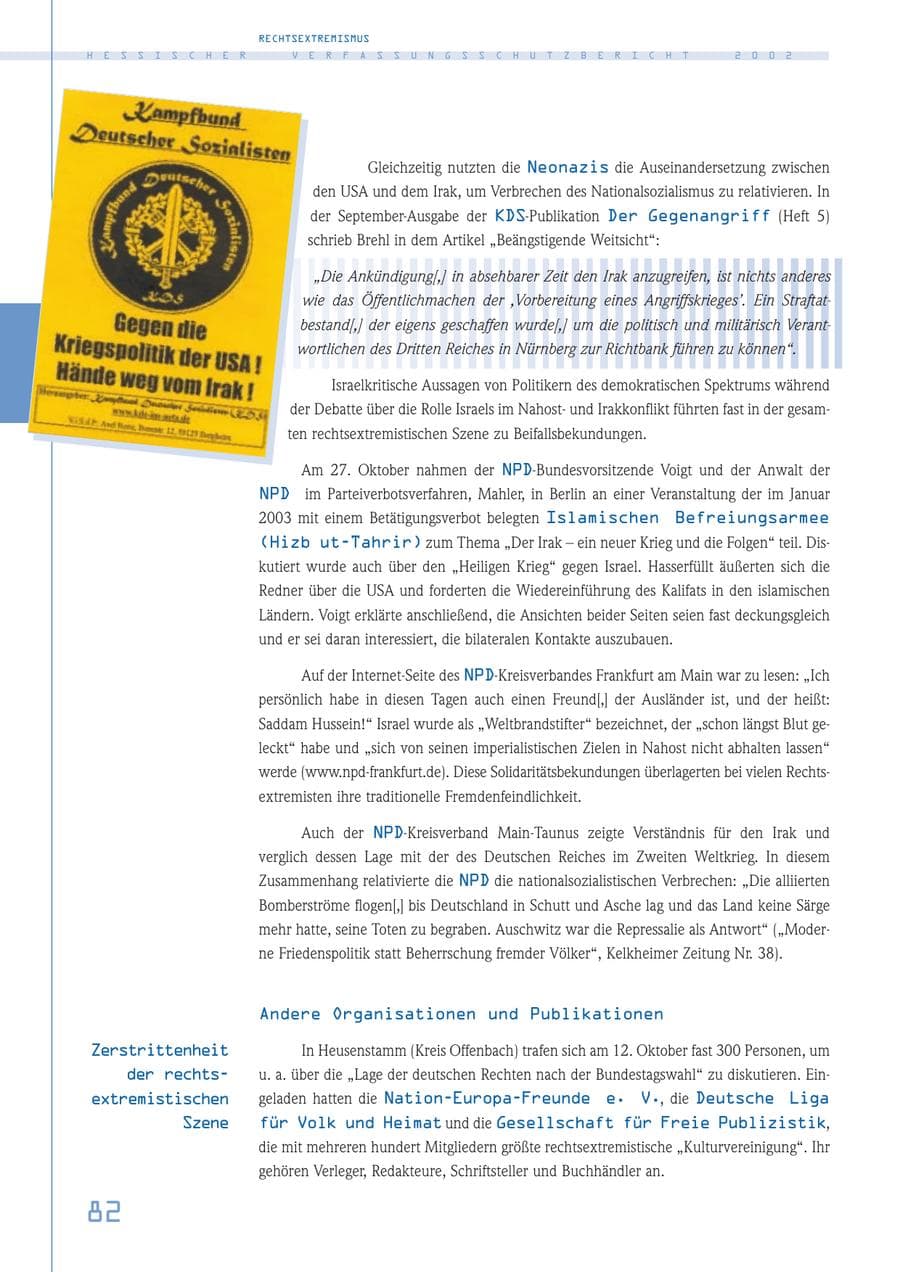 Seite 82 des Verfassungsschutzbericht 2002 Hessen