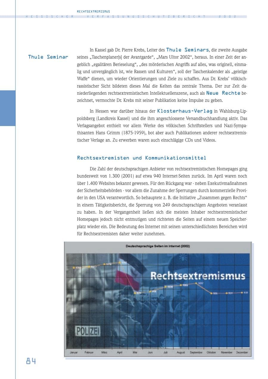 Seite 84 des Verfassungsschutzbericht 2002 Hessen