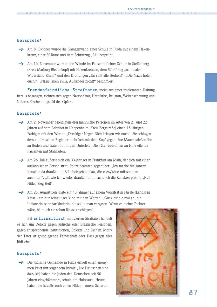 Seite 87 des Verfassungsschutzbericht 2002 Hessen