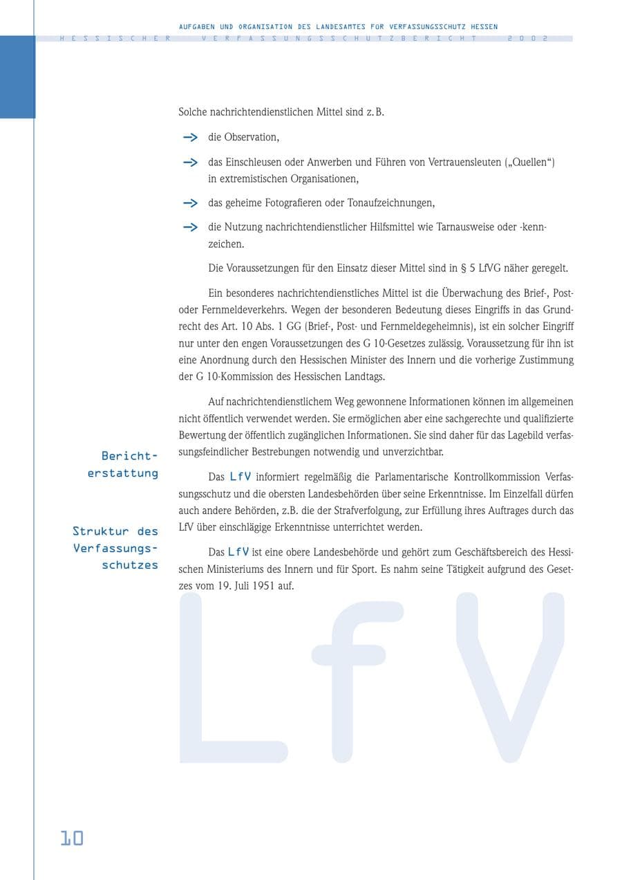 Seite 10 des Verfassungsschutzbericht 2002 Hessen