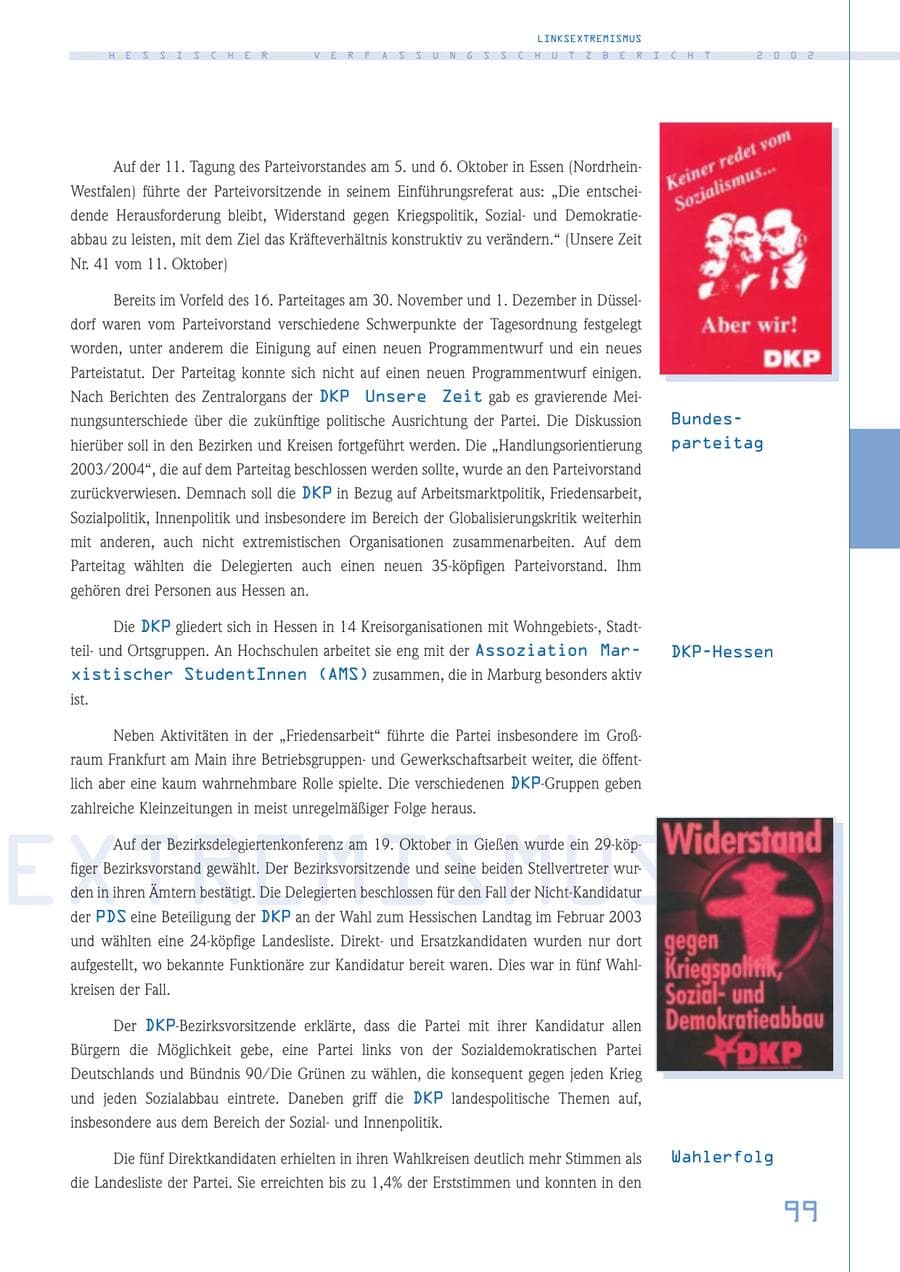 Seite 99 des Verfassungsschutzbericht 2002 Hessen
