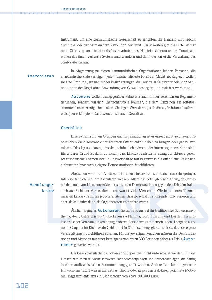 Seite 103 des Verfassungsschutzbericht 2003 Hessen